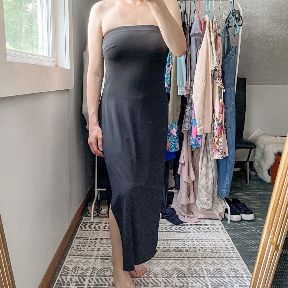 Zara W&B Collection Strapless Midi Dress Black S - Picture 4 of 8